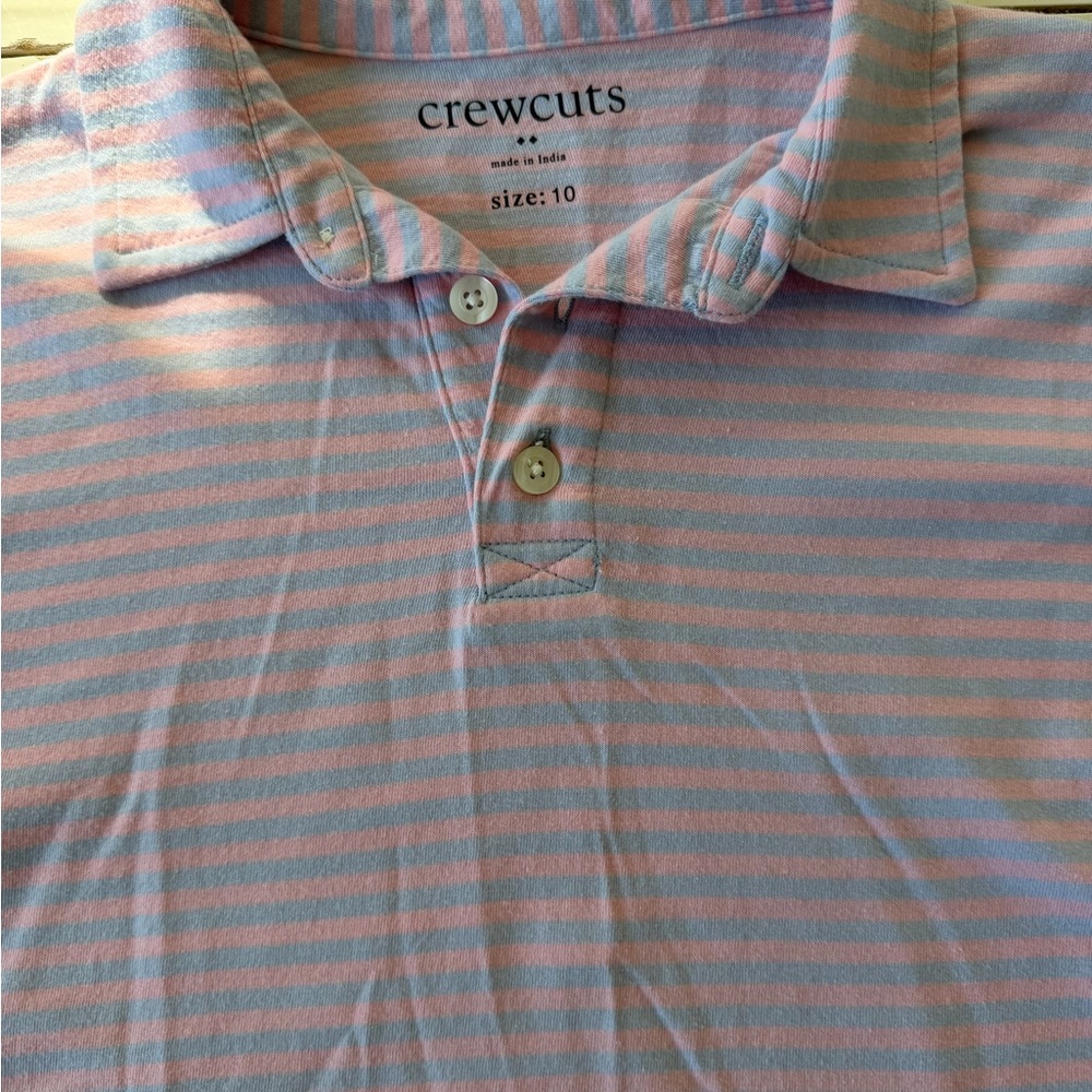Crewcuts Kids Polo Shirt with Pink and Blue Stripes boys size 10